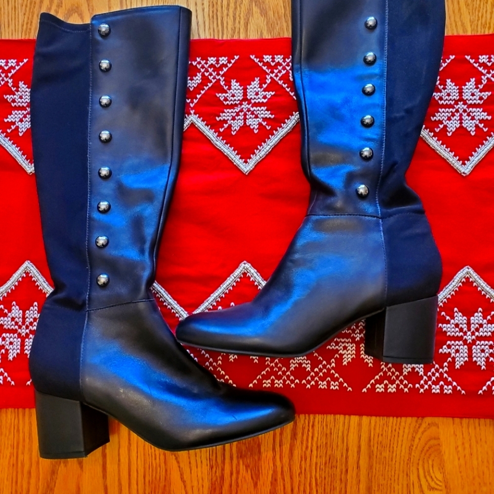 Isaac Mizrahi Leather Studded Tall Bbots 8.5M